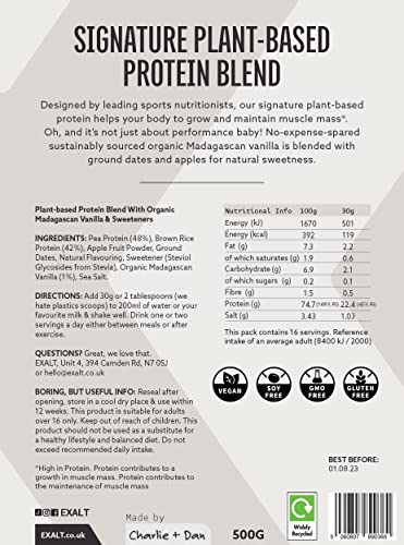 EXALT Vegan Protein Powder - 100% Plant-Based – Gluten Free - Keto Friendly EXALT uk supplements
