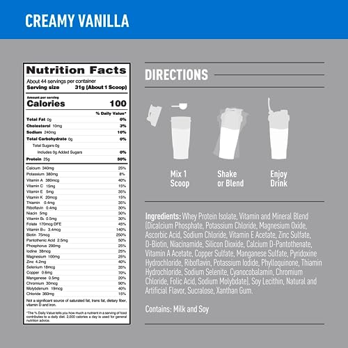 Isopure Protein Powder, Creamy Vanilla Whey Isolate with Vitamin C & Zinc for Immune Isopure uk supplements