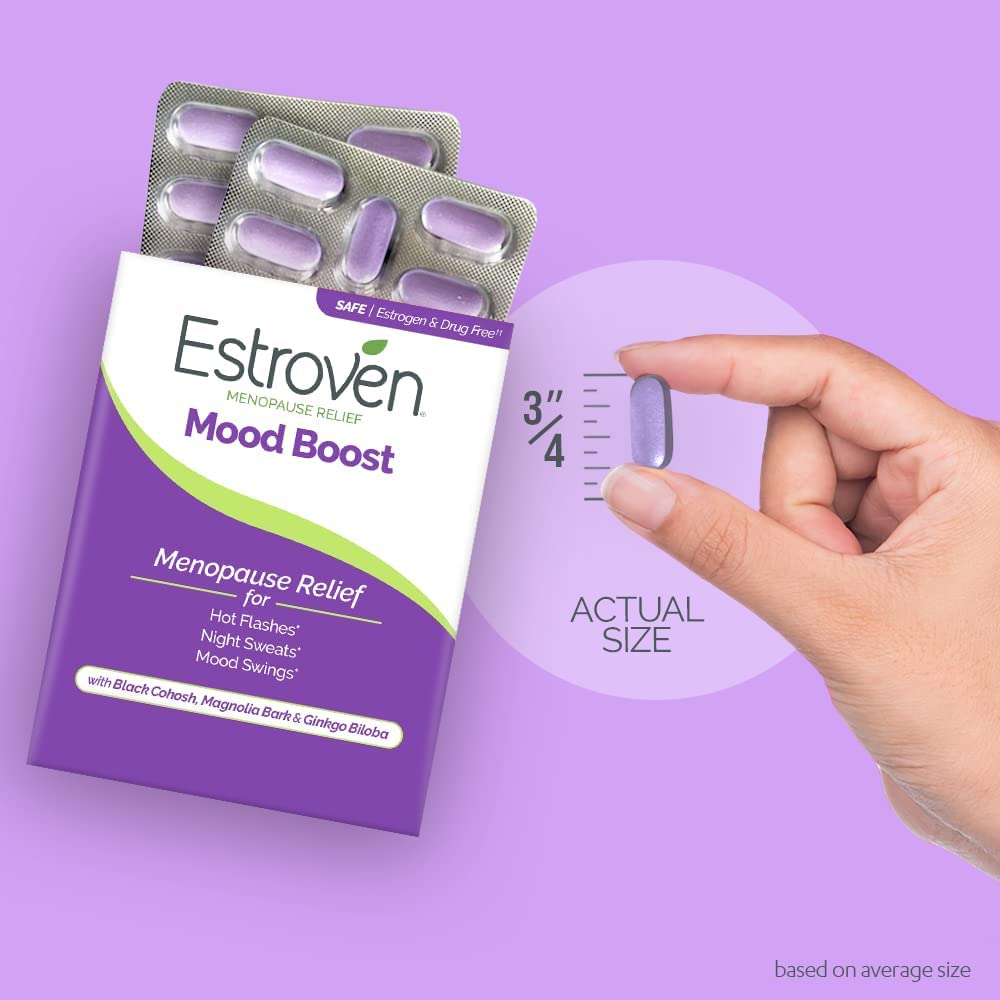 Estroven Mood Boost for Menopause Relief, Helps Reduce Hot Flashes & Night Sweats, Helps Manage Mood Swings, 30 Count Estroven uk supplements
