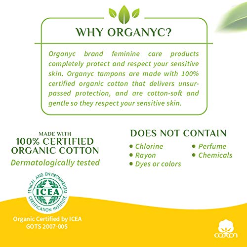 Organyc 100% Certified Organic Cotton Tampons, Plant-Based Eco-Applicator, Regular Flow, 16 Count Organyc uk supplements