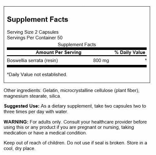 Swanson Boswellia - Herbal Supplement Promoting Joint Support - Ayurvedic Herb for Joint Flexibility & Mobility Support - Made with Boswellia Serrata Resin - (100 Capsules) (4 Pack) Swanson uk supplements
