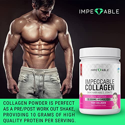 IMPECCABLE Collagen Premium 10.000 mg Pure peptide hydrolyzed Marine Collagen Powder Impeccable uk supplements