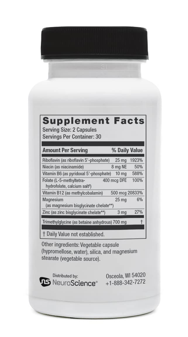 Neuroscience Methyl FMT - l Methylfolate Health Supplements with Folate, B-Vitamins, Magnesium and Zinc - Balances Mood, Energy, Stress Relief, and Adrenal Support (60 ct) NeuroScience uk supplements