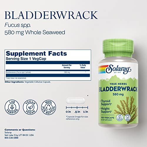 SOLARAY Bladderwrack Seaweed 580 mg Healthy Thyroid Balance and Weight Management SOLARAY uk supplements