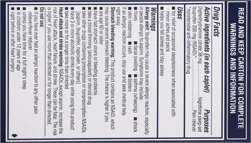 Advil PM Pain Reliever and Nighttime Sleep Aid, Pain Medicine with Ibuprofen for Pain Relief and Diphenhydramine Citrate for A Sleep Aid - 120 Coated Caplets (Pack of 2) Advil uk supplements