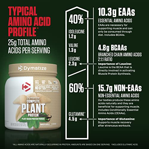 Dymatize Vegan Plant Protein, Smooth Vanilla, 25g Protein, 4.8g BCAAs, Complete Dymatize uk supplements