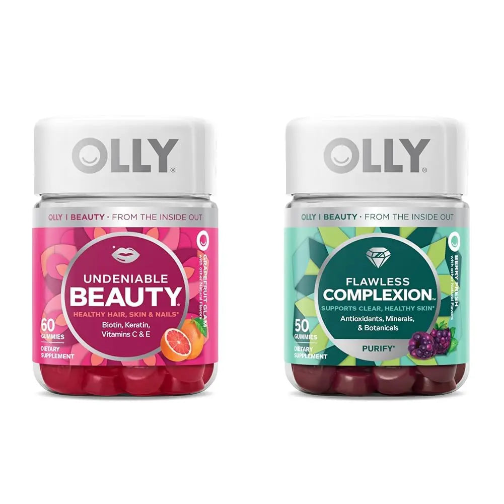 OLLY Undeniable Beauty Gummy & Flawless Complexion Gummy, Clear and Healthy Skin Support, Vitamins E, A, Zinc, Chewable Supplement, Berry - 50 Count (Pack of 1) OLLY uk supplements