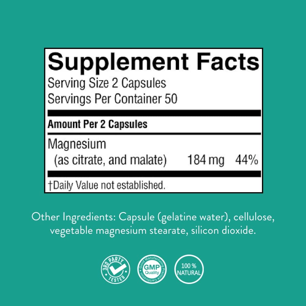 Nature’s Sunshine Magnesium Complex - High Potency Magnesium Supplement with Citrate & Malate for Relaxation, Optimal Absorption, Muscle Function, Energy Production - 50 Servings (100 Capsules) Nature's Sunshine uk supplements