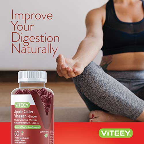 Apple Cider Vinegar Gummies 1,000mg Plus Ginger, ACV with The Mother, Detox Cleanse Viteey uk supplements