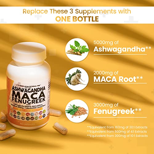 Ashwagandha 5000mg Maca Root 2000mg Fenugreek 3000mg Suppleme Clean Nutraceuticals uk supplements