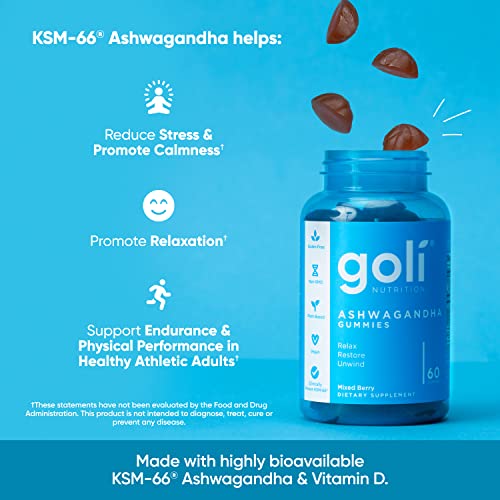 Goli Ashwagandha & Vitamin D Gummy - 60 Count - Mixed Berry, KSM-66, Vegan Goli uk supplements