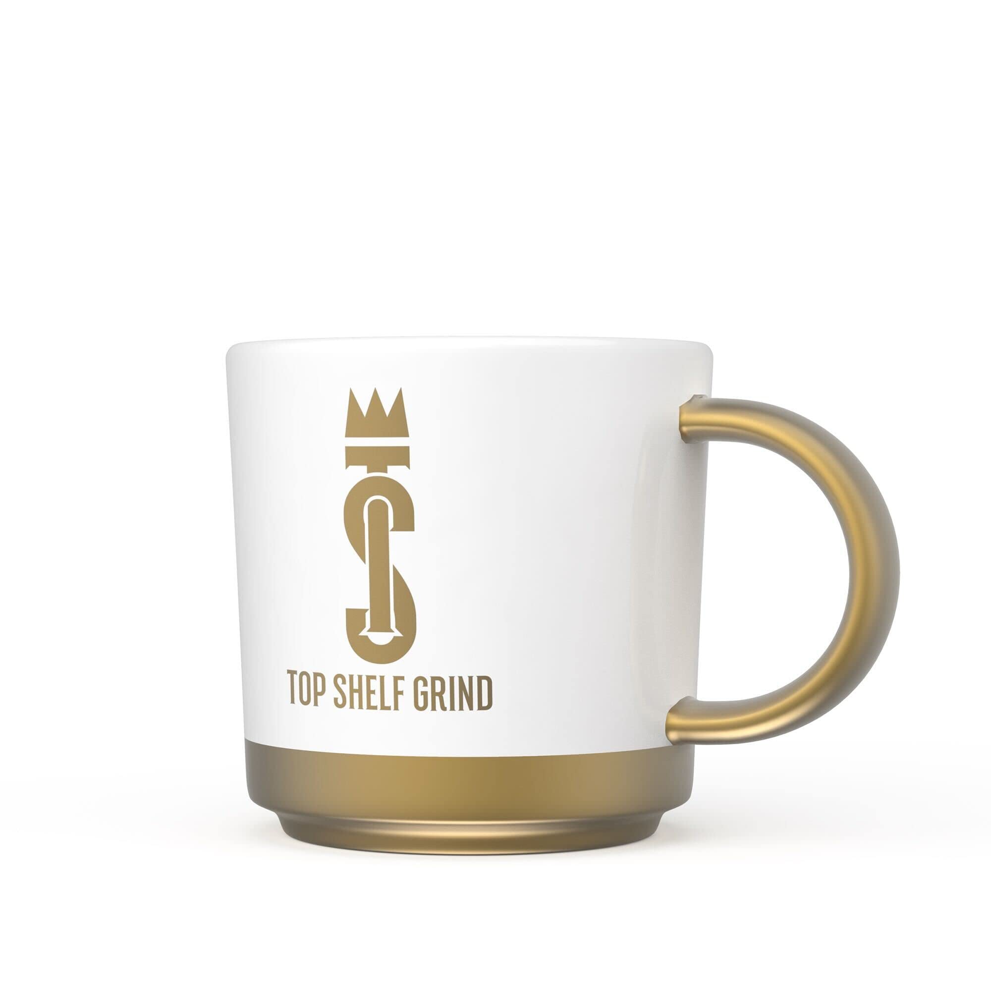 Top Shelf Grind Coffee Mug - The Prosperity Cup (Drink & Grow Rich) - White & Gold Join Top Shelf Grind uk supplements