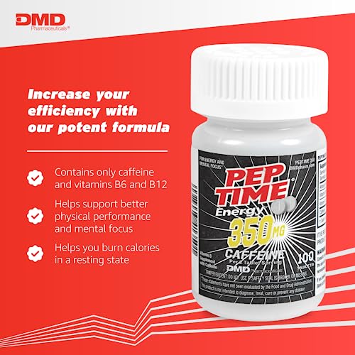 PEPTIME Energy Tablets, Vitamin B6 and B12 Caffeine Pills, 350 mg Caffeine PEPTIME Energy uk supplements