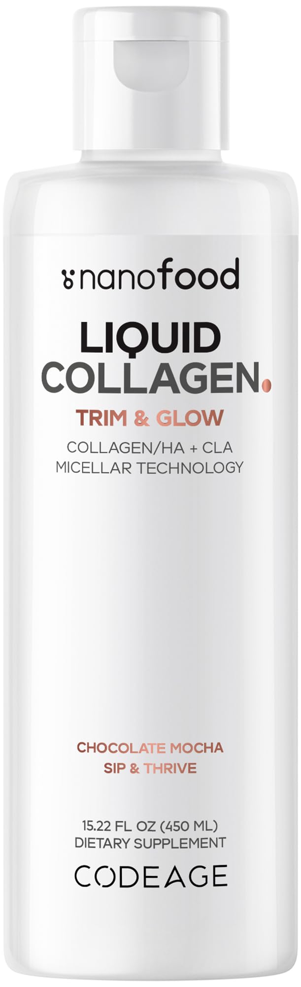 Codeage Liquid Collagen Supplement Chocolate Flavor, Beauty Trim & Glow Liposomal Collagen Peptides, CLA Conjugated Linoleic Acid, Hyaluronic Acid, Vitamin E, Hydrolyzed, Non-GMO, 15.22 fl oz Codeage uk supplements