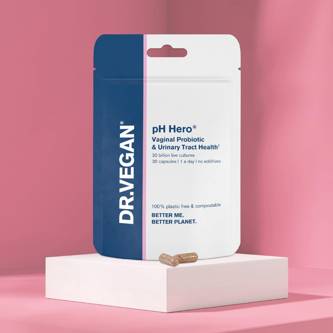 DR.VEGAN | pH Hero | Supports Balanced Vaginal Flora | 50bn CFU | Cranberry | Sea Buckthorn dr vegan uk supplements