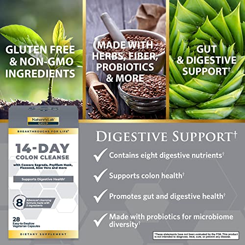 Nature's Lab Gold 14 Day Colon Cleanse* - Blend of Probiotics, Fiber, Flavonoids Nature's Lab uk supplements