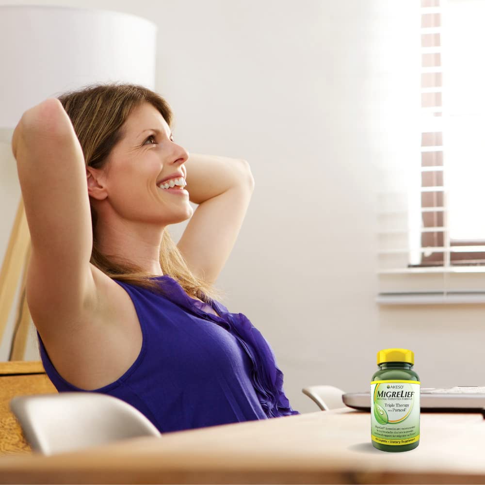 MigreLief Original Triple Therapy with Puracol - Nutritional Support for Migraine Sufferers - 60 Caplets/1 Month Supply MigreLief uk supplements