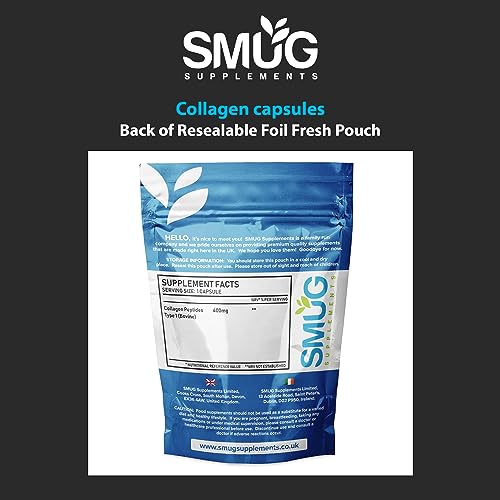 SMUG Supplements Collagen Capsules - 60 High Strength 400mg Pills - Promotes Healthy Skin SMUG Supplements uk supplements