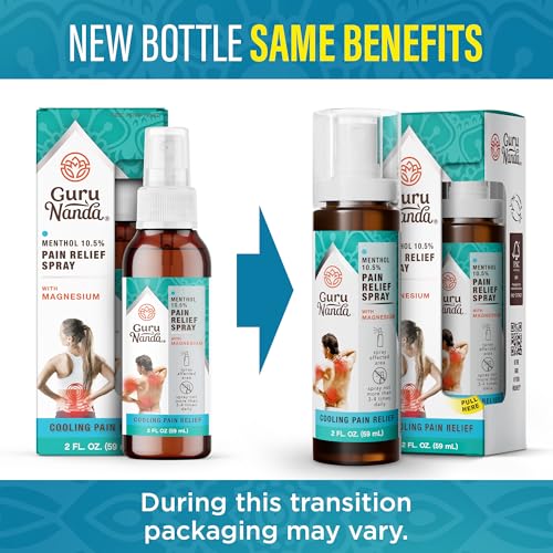 GuruNanda Menthol with Magnesium Spray for Pain Relief – 10.5% Menthol Cooling Spray for Muscle, Joint & Back Discomfort – No-Mess, Fast-Acting Relief, Pack of 3 GuruNanda uk supplements