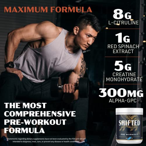 SHIFTED Maximum Pre Workout Powder, Energy & Focus Supplement with Creatine Monohydrate SHIFTED uk supplements