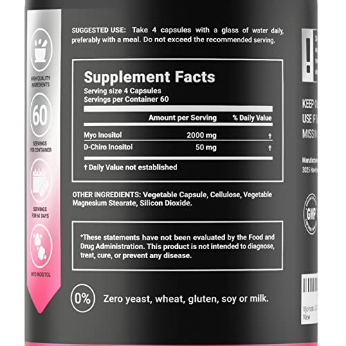 Myo-Inositol & D-Chiro Inositol by B Life - 240 Capsules | Made in USA | 40:1 Ratio B Life Company uk supplements
