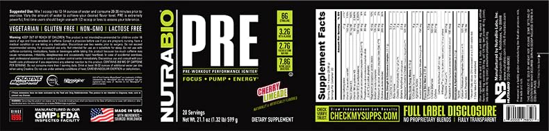 NutraBio PRE Workout V5 - (Cherry Limeade) NutraBio uk supplements