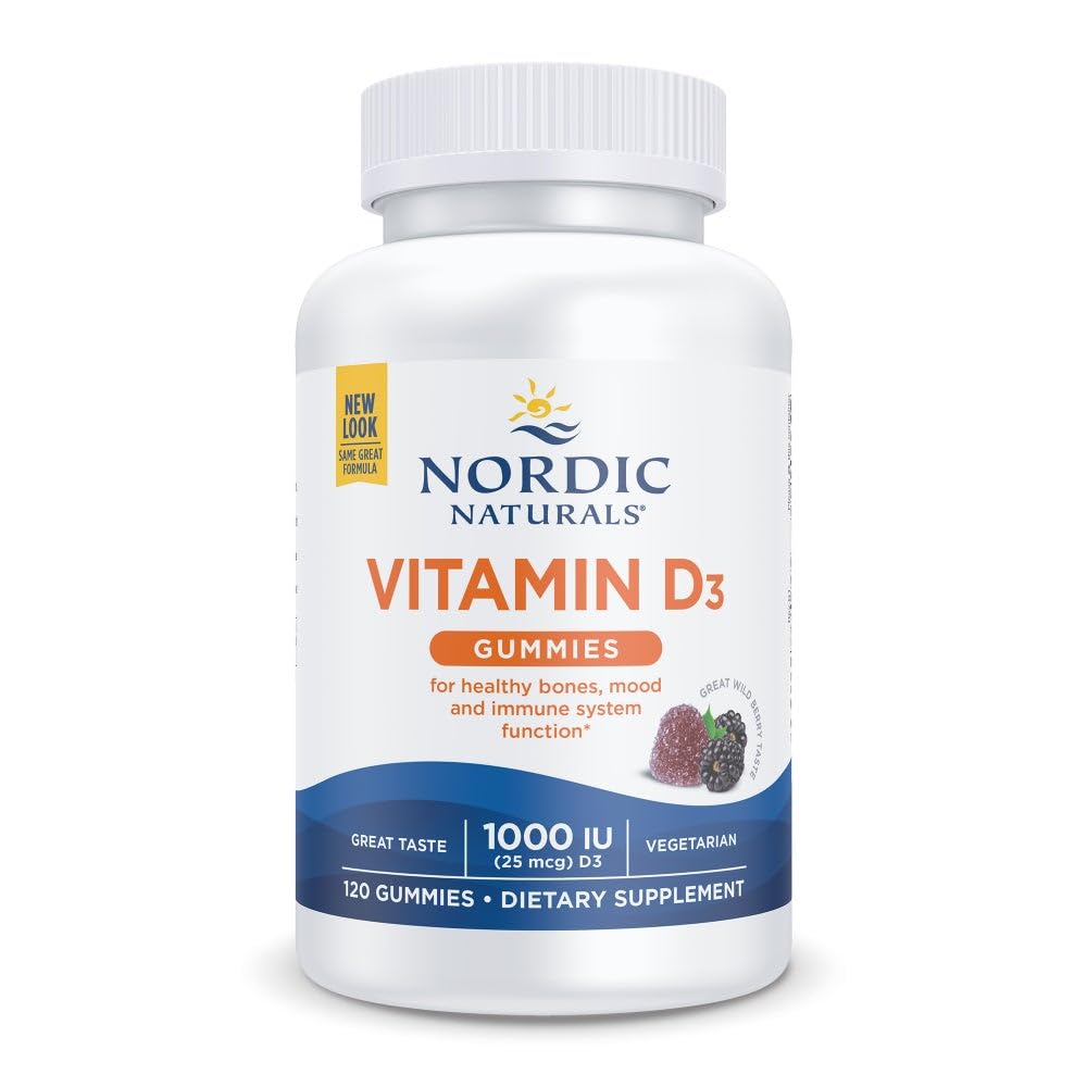 Nordic Naturals Vitamin D3 Gummies, Wild Berry - 120 Gummies - 1000 IU Vitamin D3, 1.4 mg Iron - Great Taste - Healthy Bones, Mood & Immune System Function - Non-GMO - 120 Servings Nordic Naturals uk supplements
