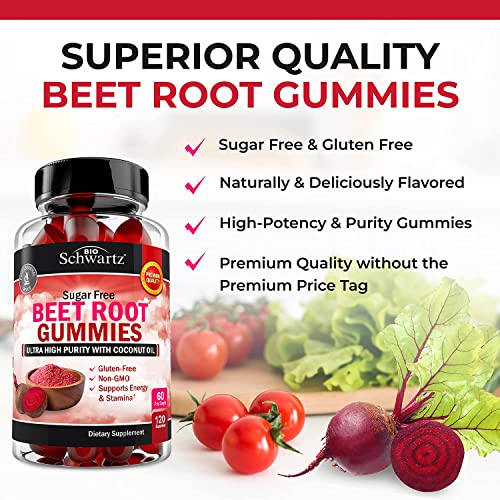 Sugar Free Beet Root Gummies - Nitric Oxide Beet Chews Infused with Coconut Oil BioSchwartz uk supplements