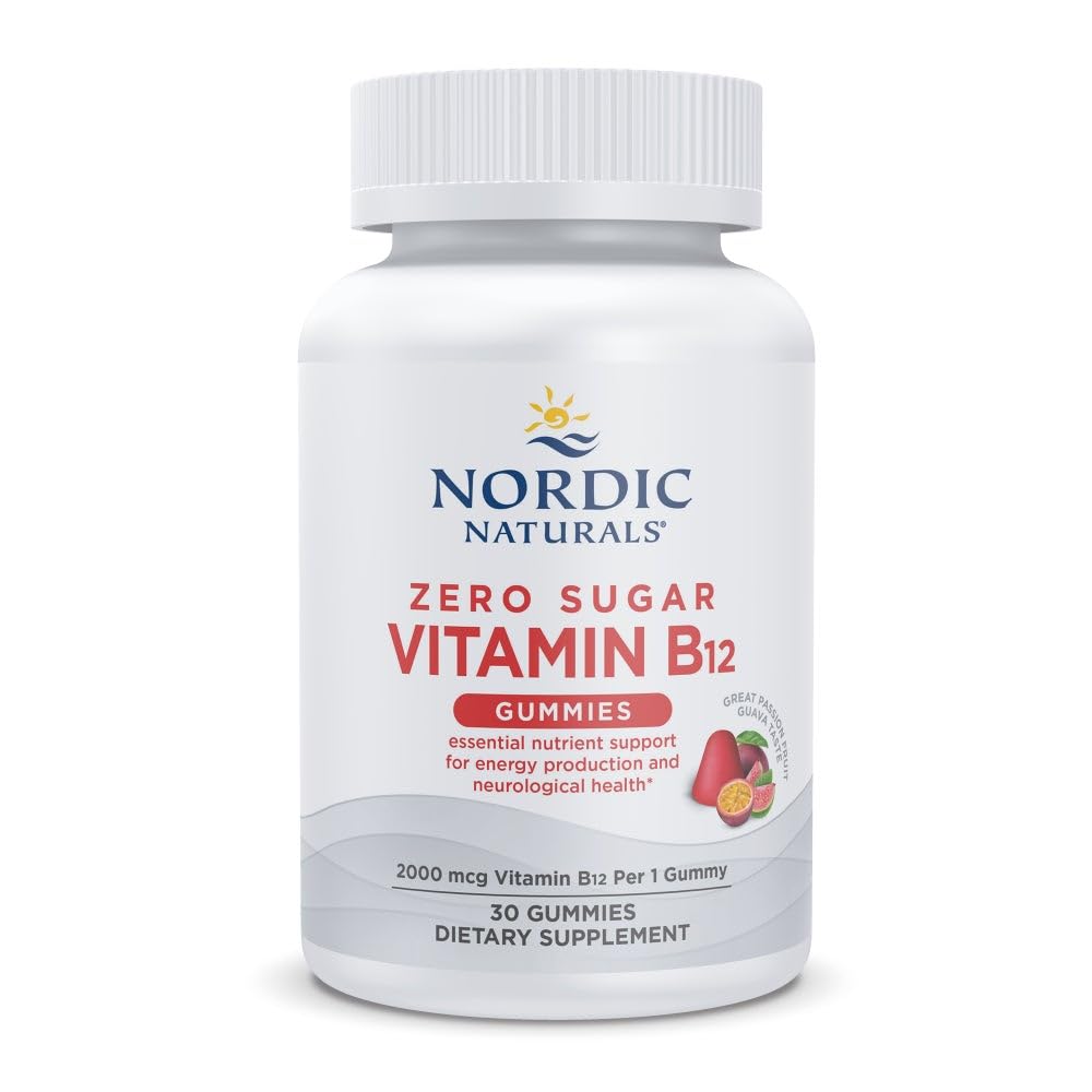 Nordic Naturals Zero Sugar Vitamin B12 Gummies - 2000 mcg Vitamin B12 per Gummy, Passion Fruit Guava Flavor - 30 Gummies, Essential Nutrient Support for Energy Production and Brain Health, 30 Servings Nordic Naturals uk supplements