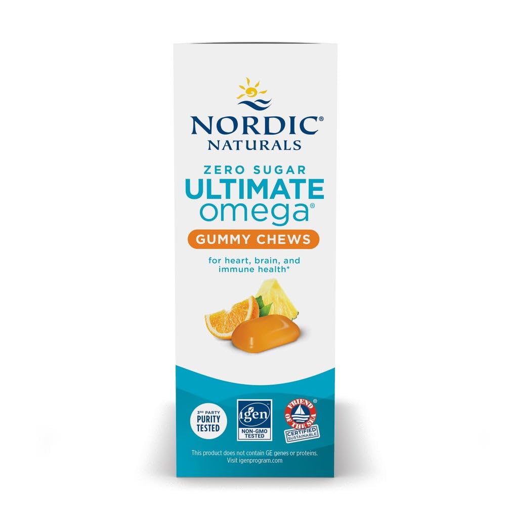 Nordic Naturals Zero Sugar Ultimate Omega Gummy Chews - Tropical Fruit - 54 Gummy Chews - Non GMO - Optimal Wellness - 27 Servings Nordic Naturals uk supplements