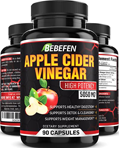 Apple Cider Vinegar Capsules - 5050mg Formula Pills with Black Pepper Extract BEBEFEN uk supplements