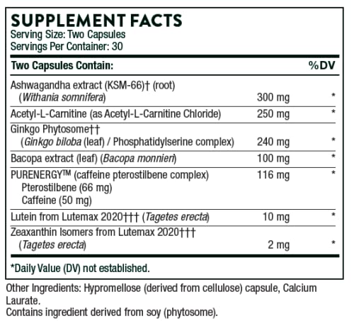 Thorne Memoractiv - Nootropic Brain Supplement for Focus, Creativity, and Concentration Thorne uk supplements