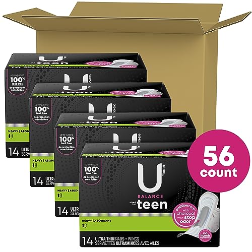 U by Kotex Balance Sized for Teens Ultra Thin Pads with Wings, Heavy Absorbency, 56 Count U by Kotex uk supplements