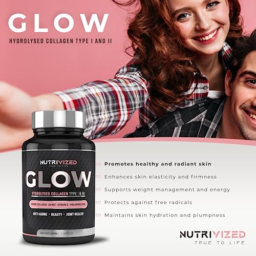 Nutrivized Glow Hydrolysed Type 1&3 Collagen with Premium Pure C8 MCT Oil - Vitamin C & Hyaluronic Acid Nutrivized uk supplements