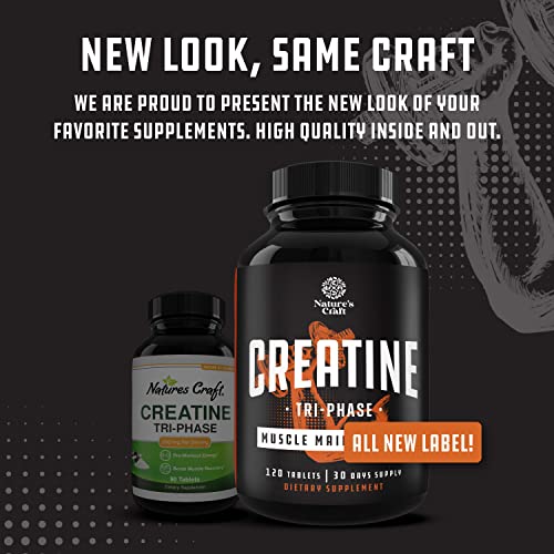 High Strength Tri Phase Creatine Pills - Muscle Mass Gainer and Muscle Recovery Creatine Natures Craft uk supplements