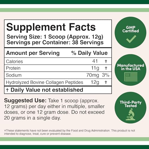 Collagen Peptides Powder - Hydrolyzed Collagen, Keto Safe - 16.08oz - Multi Type 1, 2 Double Wood Supplements uk supplements