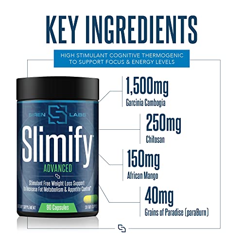 Siren Labs Slimify Advanced Fat Burner for Weight Loss - Garcinia Cambogia, African Mango SIRENLABS uk supplements