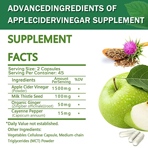 Sugar Free Apple Cider Vinegar Capsules with The Mother, New Formula with Milk Thistle EnvyDeal uk supplements