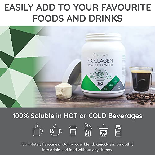 Pure Health Unflavored Collagen Powder Supplement 454g | 20g of Protein Per Serving Pure Health uk supplements