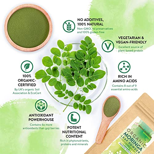 1KG Moringa Superleaf Powder Oleifera 100% Organic Raw Premium Quality Non-GMO Spring Blossom uk supplements