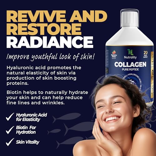 Nutrality Marine Collagen Sugar Free Liquid | Peptides, Hyaluronic Acid, Silica, Biotin, 10000mg Type 1 Nutrality uk supplements