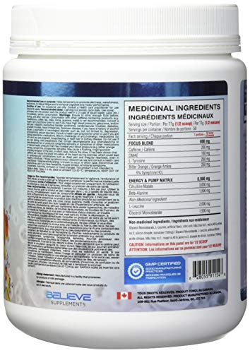 BELIEVE Pump Addict Ultimate Pre-Workout and Energy Formula Sour Peach, 550 g Believe uk supplements
