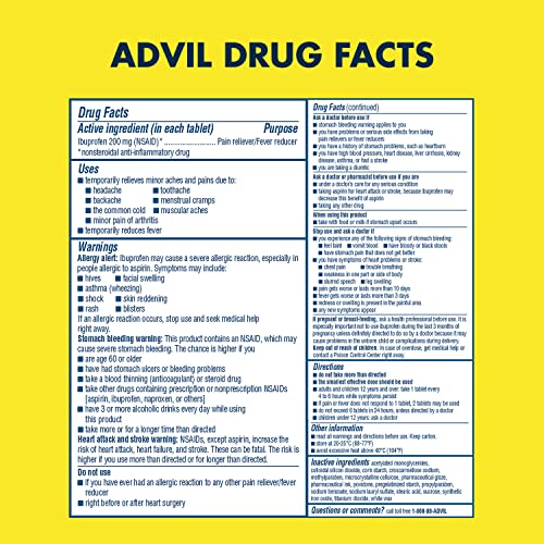Advil Pain Reliever and Fever Reducer, Ibuprofen 200mg for Pain Relief - 300 Count, Advil PM Pain Reliever and Nighttime Sleep Aid, Ibuprofen for Pain Relief and Diphenhydramine Citrate - 2 Count Advil uk supplements