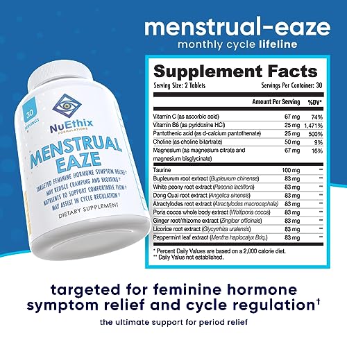 NuEthix Formulations Menstrual Eaze Dietary Supplement, Targeted Feminine Hormone Symptom Relief NuEthix Formulations uk supplements