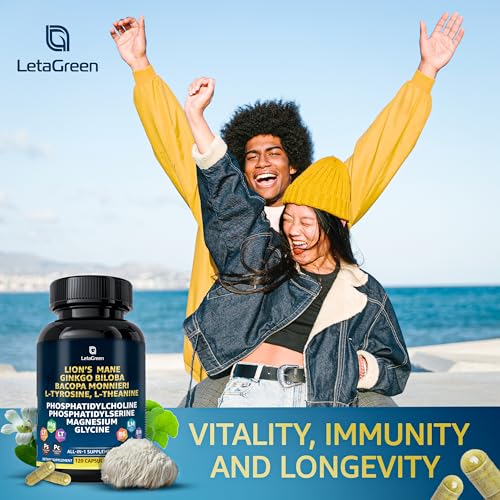 LetaGreen Organic Lions Mane Supplement Capsules - 120 Real Mushrooms Lion's Mane LetaGreen uk supplements