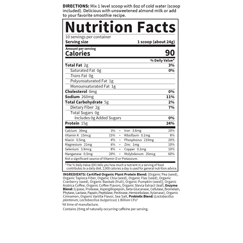 Garden of Life Organic Plant Protein Smooth Coffee Powder, 10 Servings - Vegan Garden of Life uk supplements