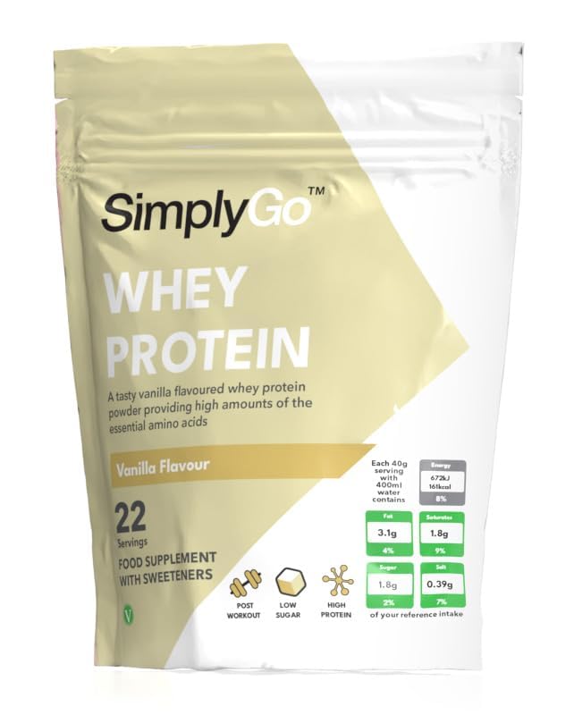 SimplyGo Whey Protein Powder | 900g | Simply Add 30g to Water, Juice or Shakes Simply Supplements uk supplements