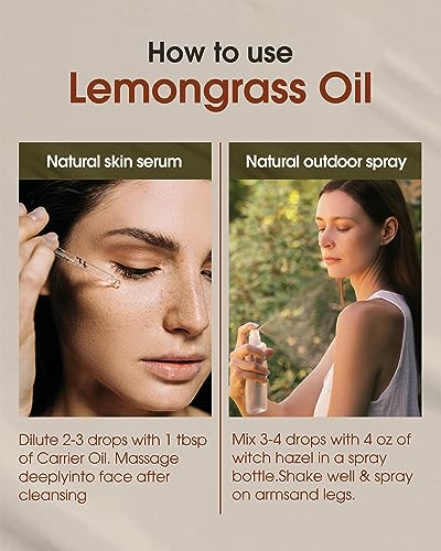 NATURE HUE Lemongrass Essential Oil - 10 mL (1/3 oz) - Pure, Natural, Therapeutic Grade NATURE HUE uk supplements