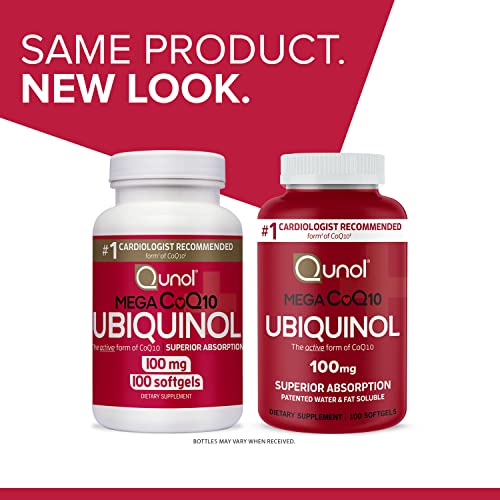 Qunol Mega Ubiquinol 100mg CoQ10, Superior Absorption, Patented Water and Fat Soluble Qunol uk supplements