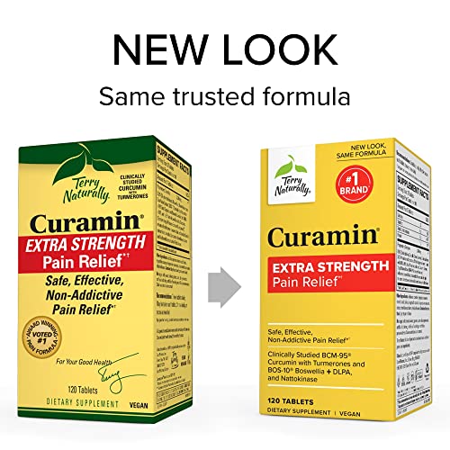 Terry Naturally Curamin Extra Strength - 120 Tablets - Non-Addictive Pain Relief Supplemen Terry Naturally uk supplements